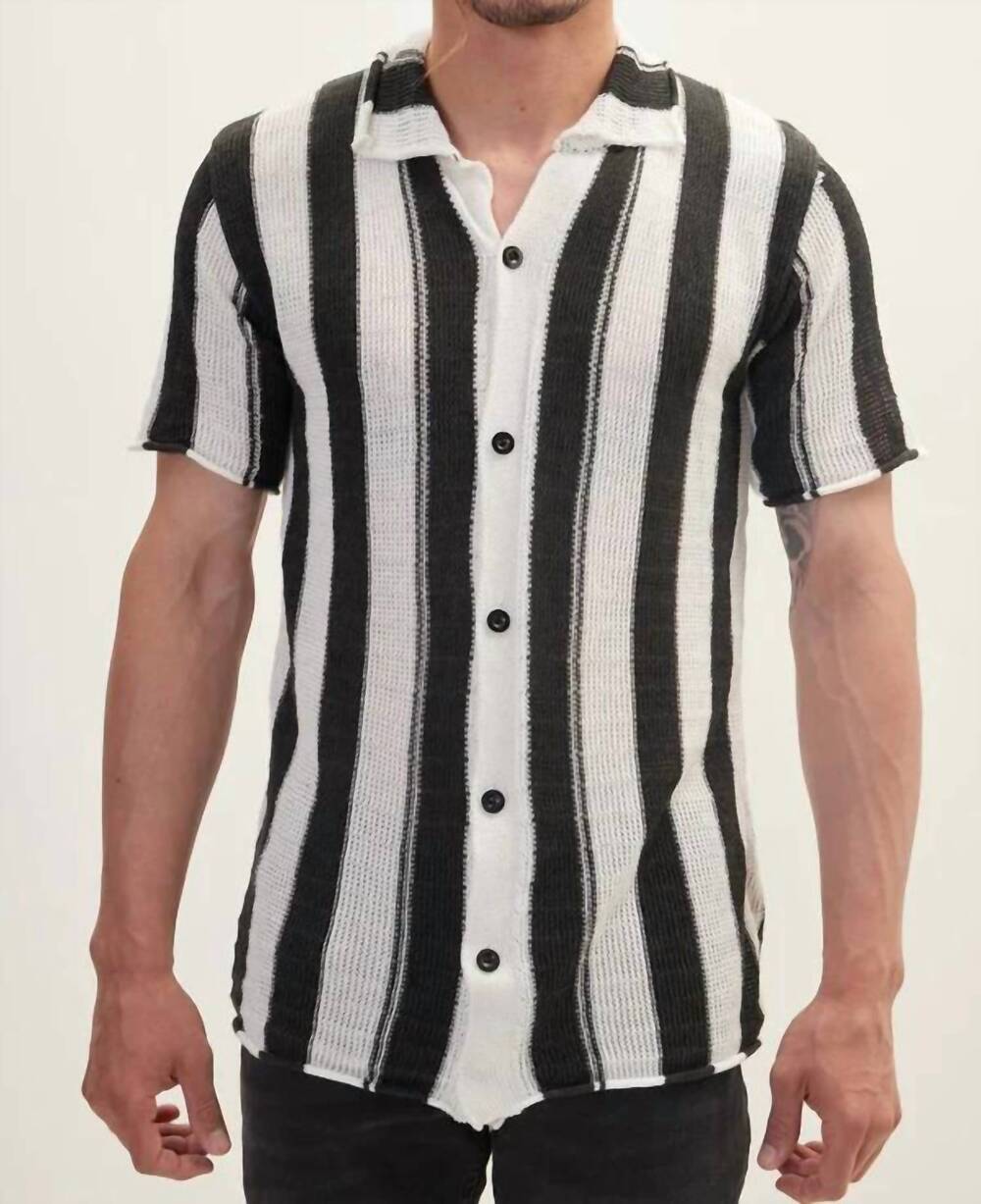 NEW RON TOMSON button-down knitted shirt in anthracite